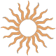 Icon of the sun with transparent middle part and yellow rays