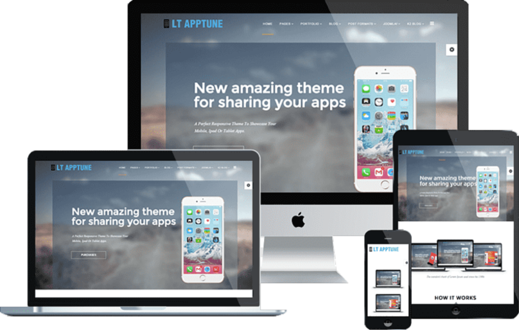 Different devices displaying LT Apptune website