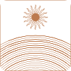 An icon with sun on the top of a square and semi circle lines.