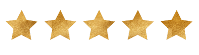 Five golden stars showing the ratings of clients