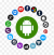 A circle of icons with an android logo in the middle.