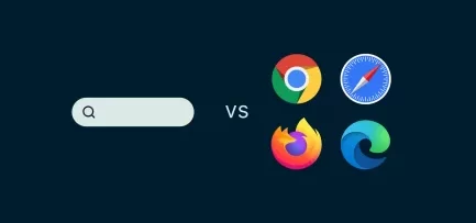A search box icon vs logos of Google Chrome, Safari, Mozilla Firefox and Microsoft Edge