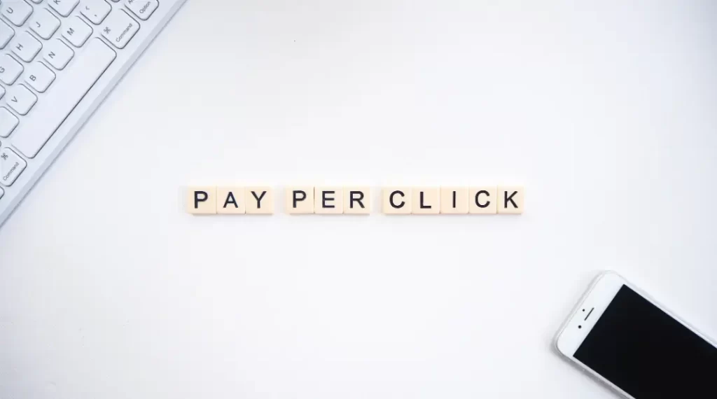 Pay per click written with cubes