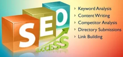 Image showing SEO Success logo with different elements related to SEO services