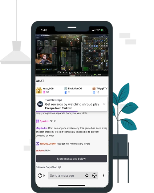A mobile phone displaying a live stream inside a live streaming app
