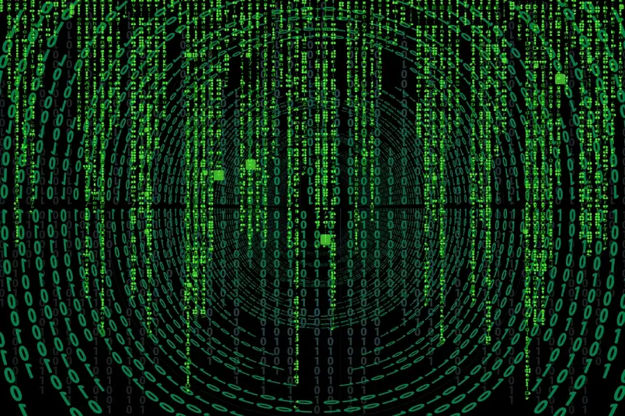 Matrix code displayed on black background