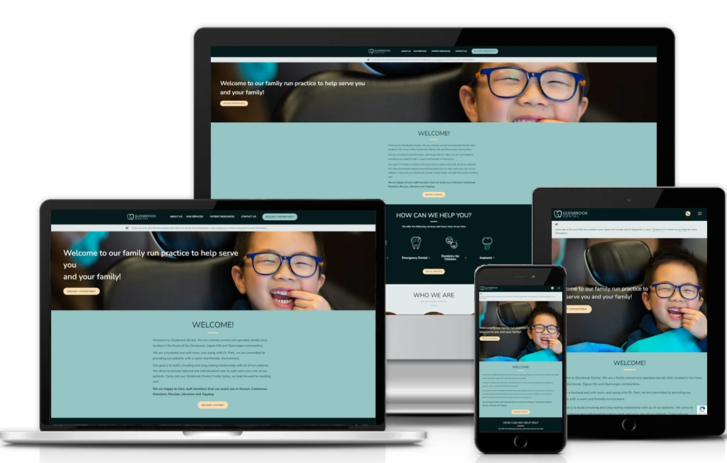 An image showing Glenbrook Dental website on different devices