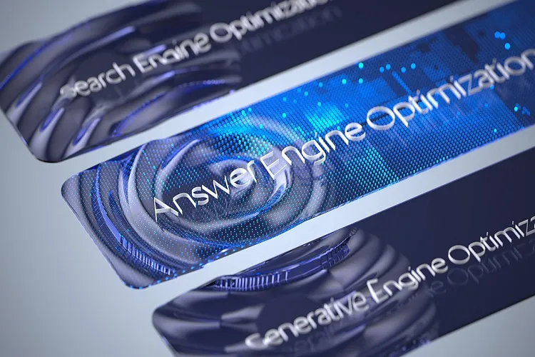 Digital illustration representing answer engine optimization, highlighting AEO services and SEO agency approaches for AI-driven search